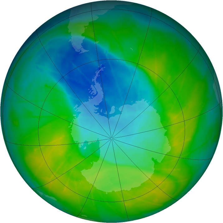 Antarctic ozone map for 29 November 2009